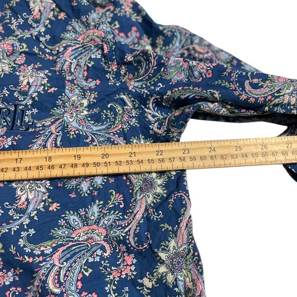 Lauren Ralph Lauren Sleep Shirt Womens XL Blue Paisley Black Label Sleepshirt - Picture 10 of 12